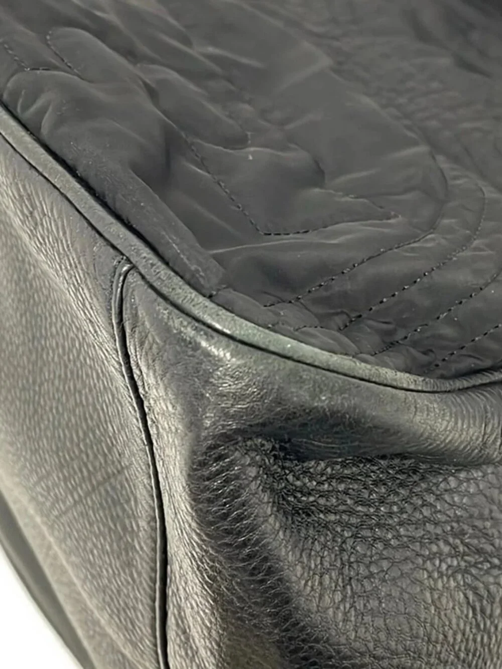 TORY BURCH Black Nylon Leather Tote Bag
